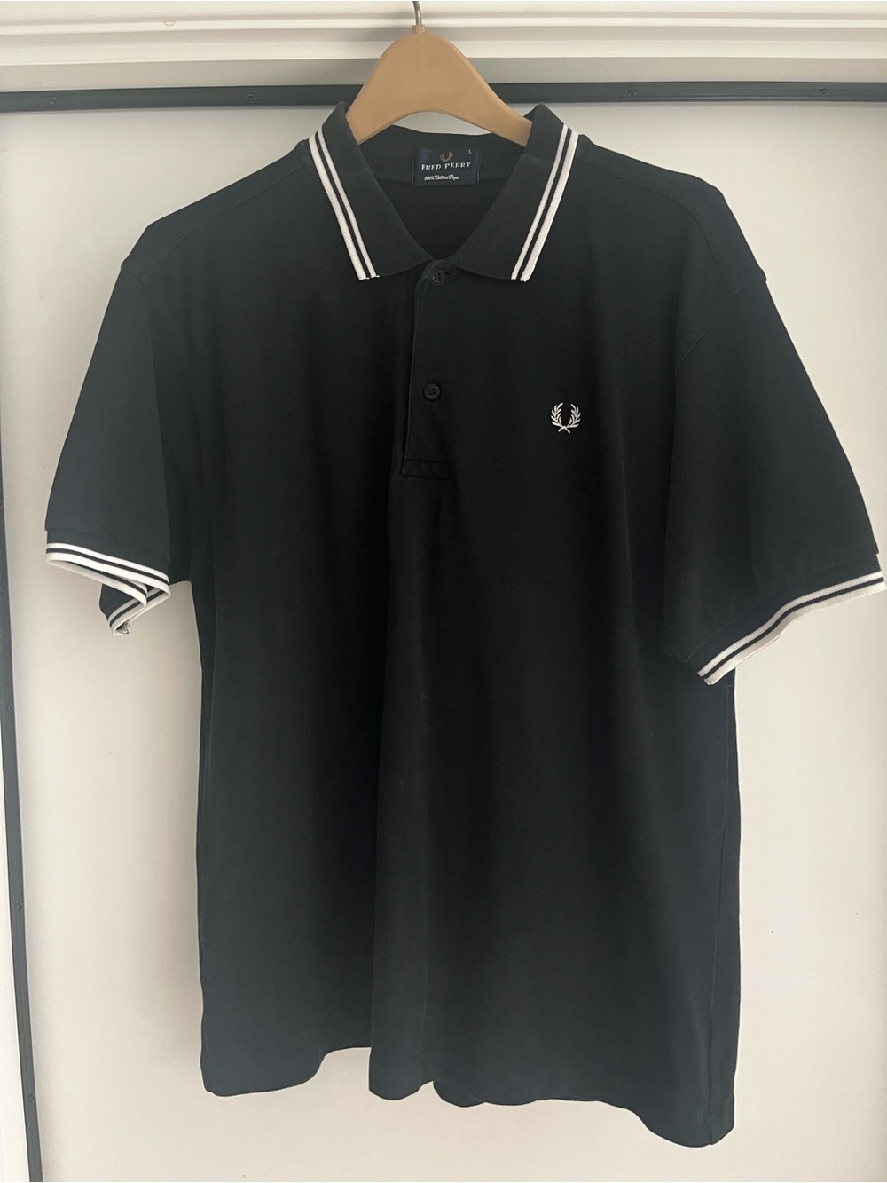 Fred Perry Black Polo with White Twin-Tip Trim